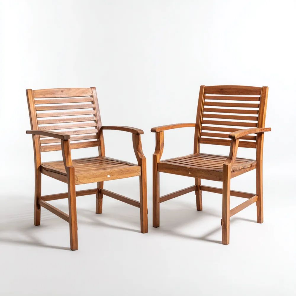 Chaises de jardin en bois - 58x60x98 cm - Naturel - Design classique