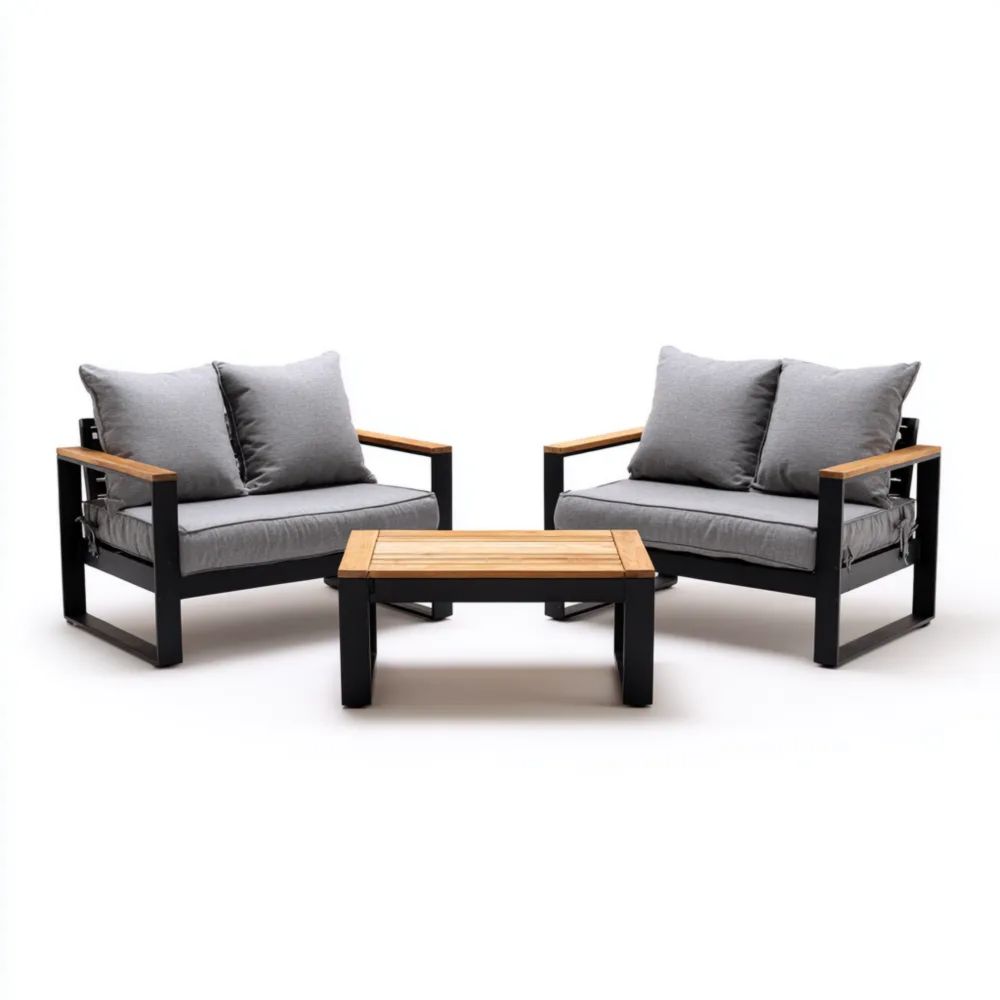 Ensemble de canapés de jardin Aluminium 120x80x70 cm – Gris – Design contemporain