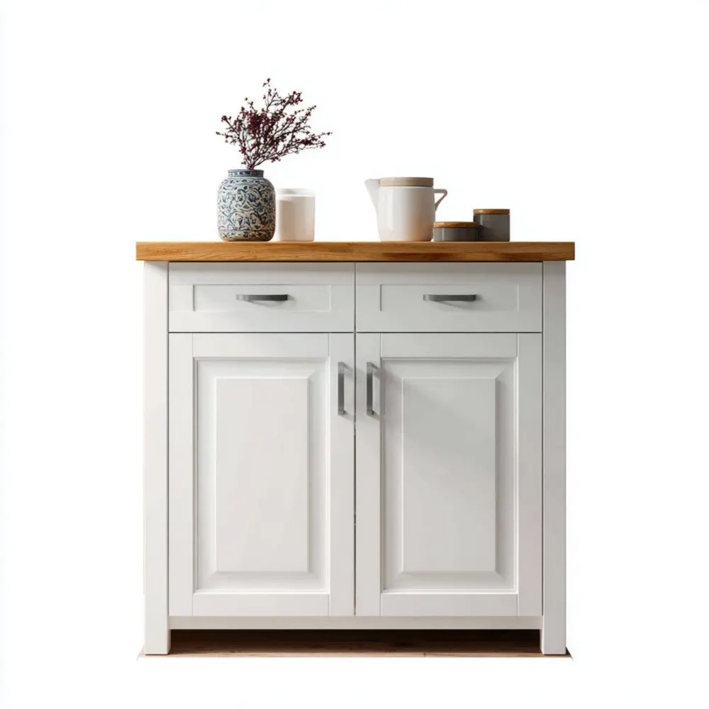 Buffet de rangement bois MDF 80x35x90 cm - Blanc - Design contemporain