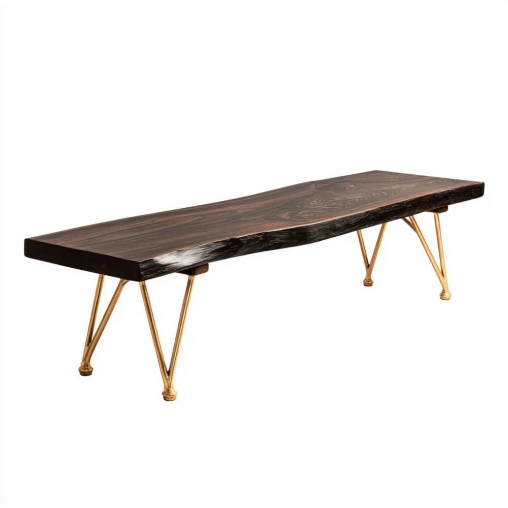 Banc de salle à manger Bois massif 180x40x45 cm – Marron Foncé/Or – Design moderne