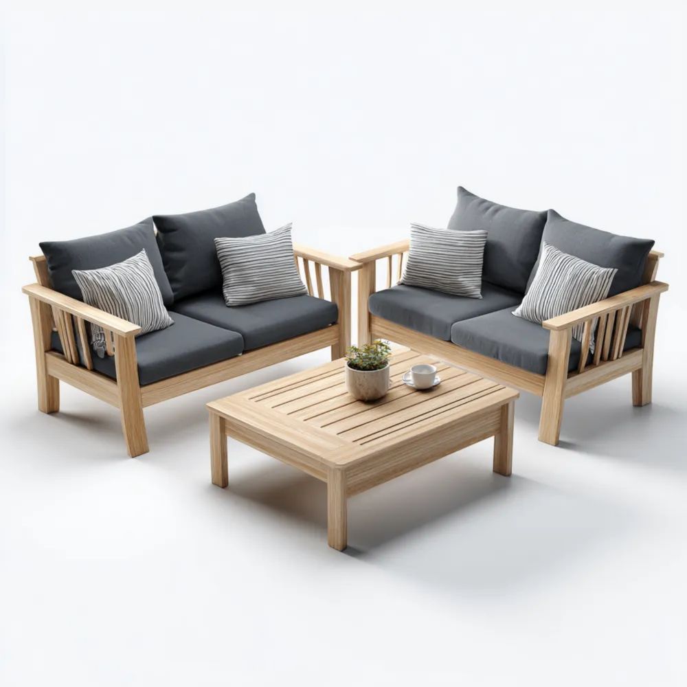 Ensemble de canapés de jardin en bois 120x65x80 cm – Gris Foncé – Design moderne
