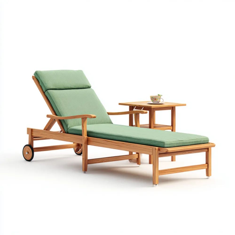 Chaise longue de jardin en bois d'acacia 200x70x30 cm - Vert - Dossier réglable