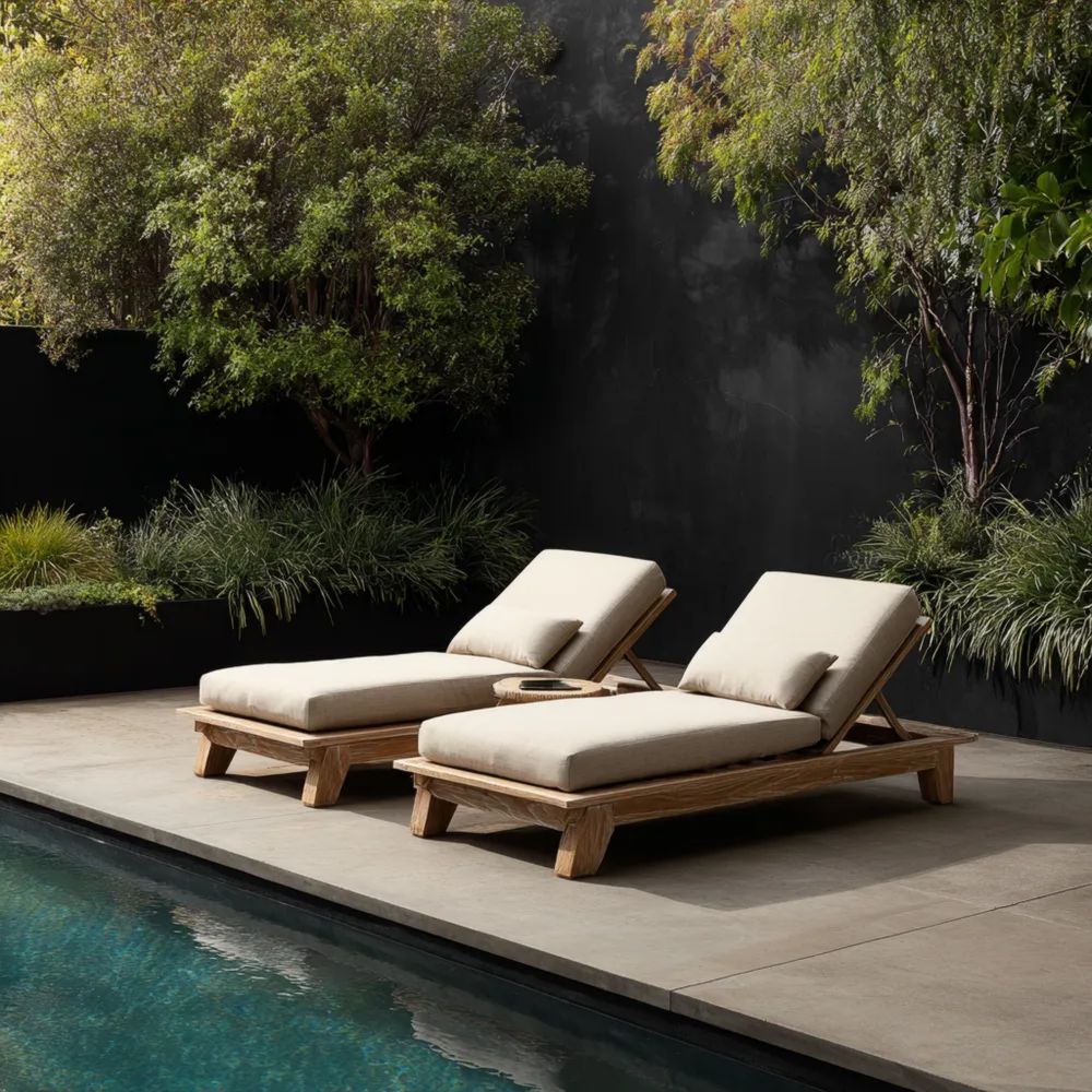 Chaises longues de jardin 200x75x40 cm - Beige - Design moderne