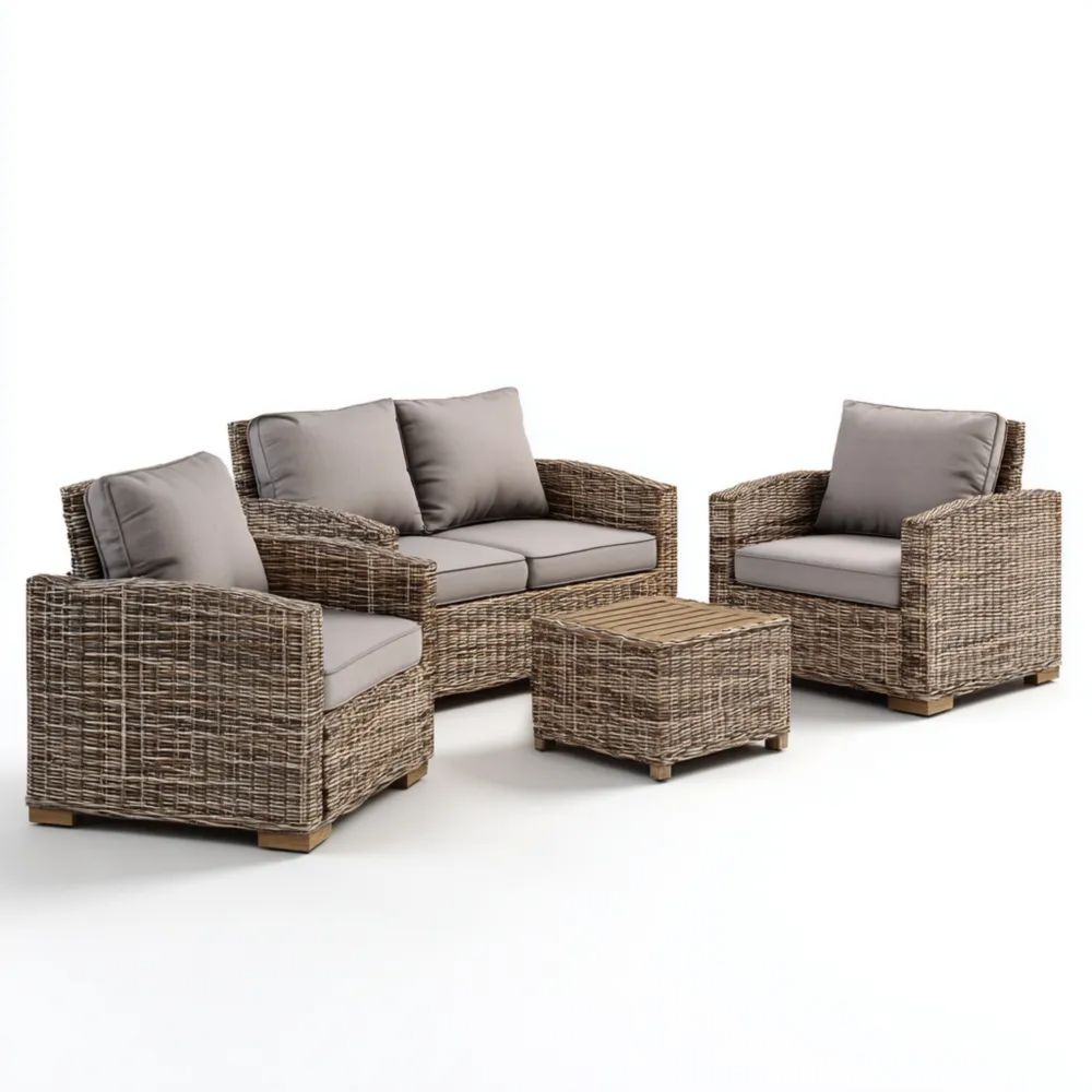 Ensemble de canapés de jardin en résine tressée 120x75x70 cm Coussins Gris