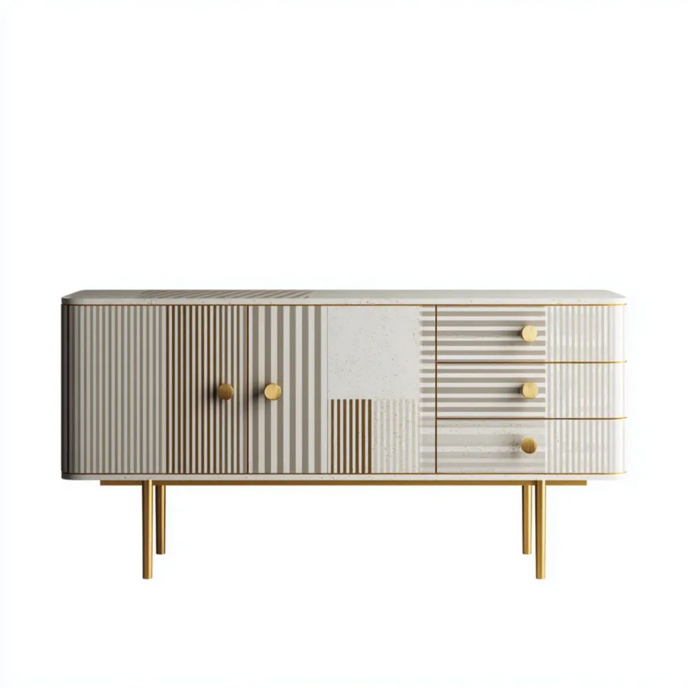 Buffet en bois avec détails dorés 160x40x80 cm - Design contemporain