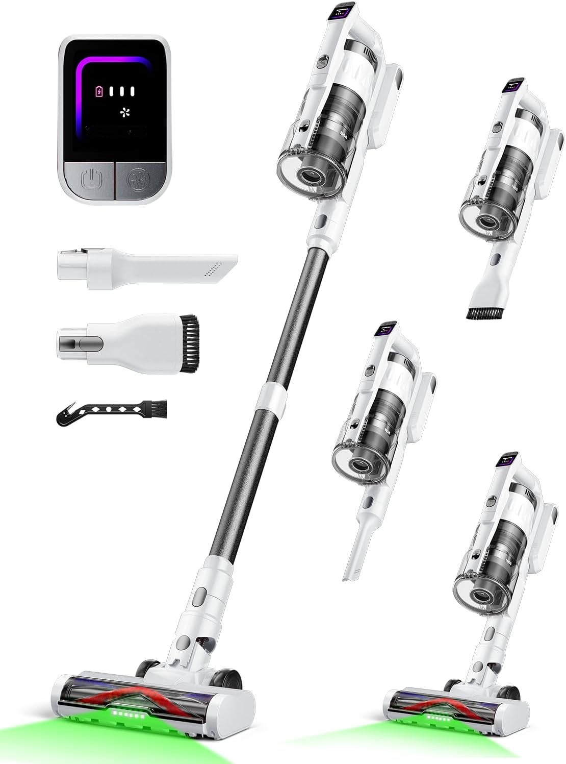 【 2026 newly upgraded】 T350 cordless vacuum features an 8-in-1 lightweight design with up to 45 minutes of runtime and 33Kpa of powerful suction. This rechargeable cordless vacuum is ideal for carpets, tiles, pet hair, and hardwood floors.