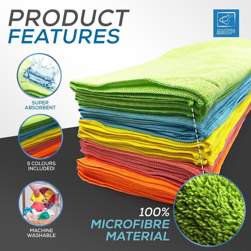 Mega Pack of 40 Large Microfibre Cloths - 40cm x 40cm Microfiber Cleaning Cloth - 40 Pack