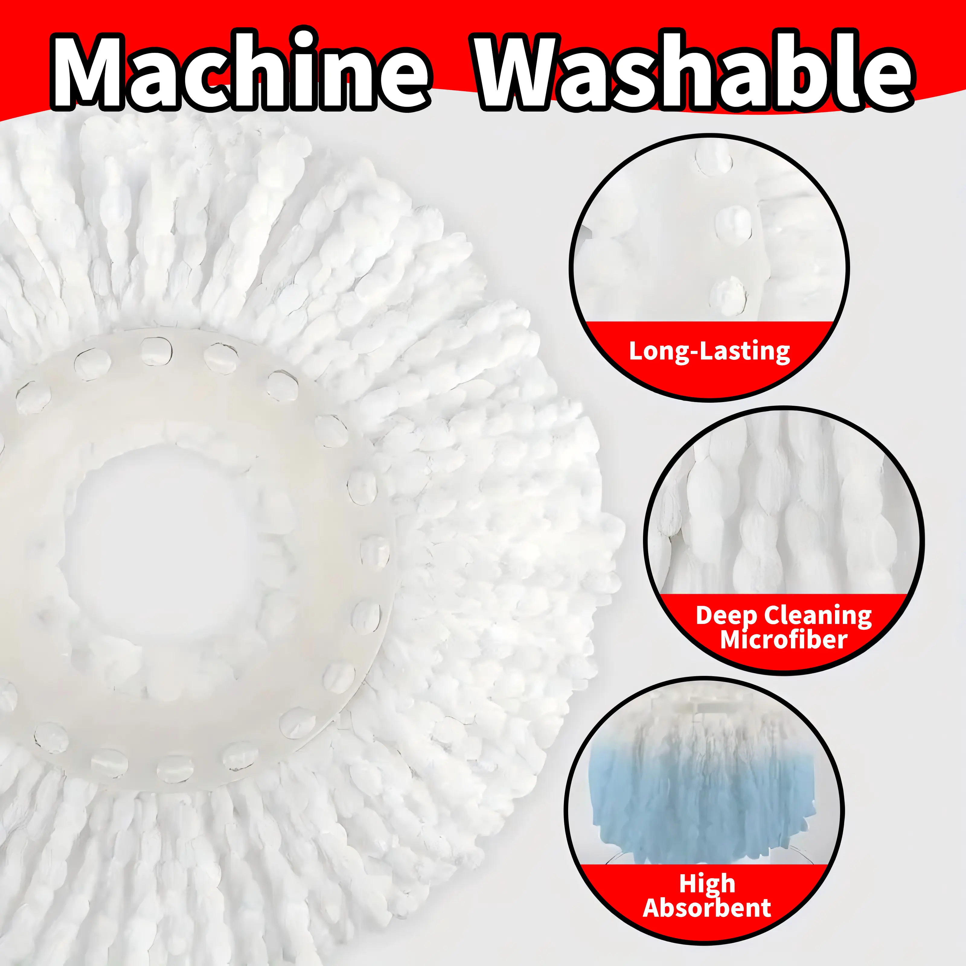 Mop And Bucket Set with 360° Rotatable Mop 3 Microfiber Heads 61-Inch Adjustable Handle Efficient Cleaning Supplies