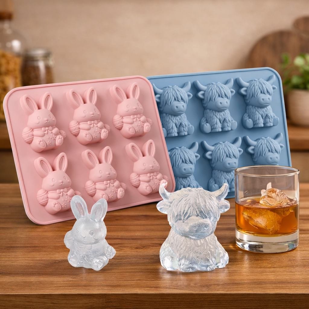 Highland Cow Model Quick Freeze Silicone Ice Tray, Easy Use Durable Plastic Mould, Perfect Shape Ice Cubes for Juice, Ice Bucket, Cylinder Cup