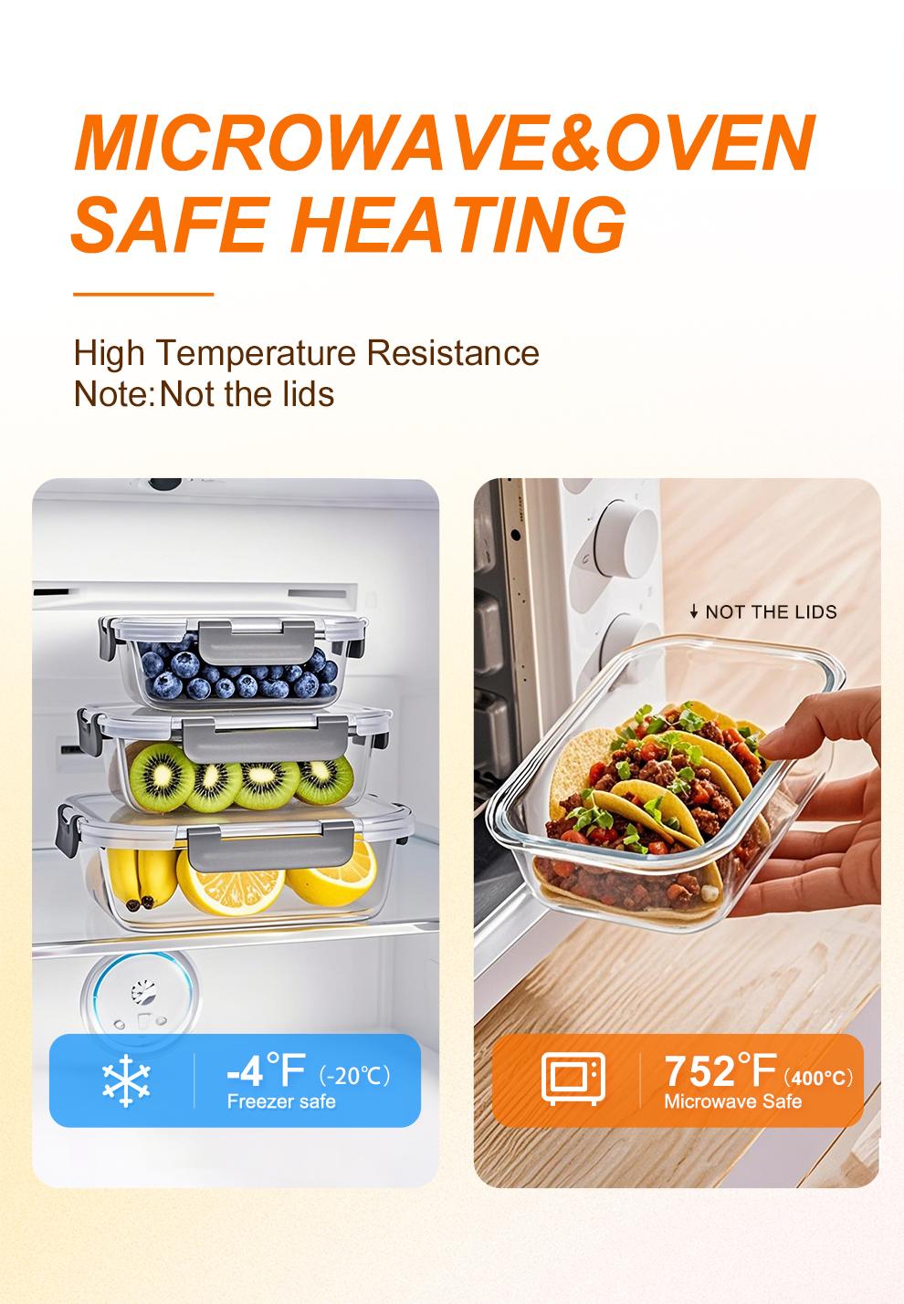 Glass Food Storage Containers Set 10-Pack BPA-Free & Leak-Proof Multicolor Kitchen Utensils for Meal Prep, Microwave, Oven, Freezer, Dishwasher Use Reusable Stackable&nbsp;Portable