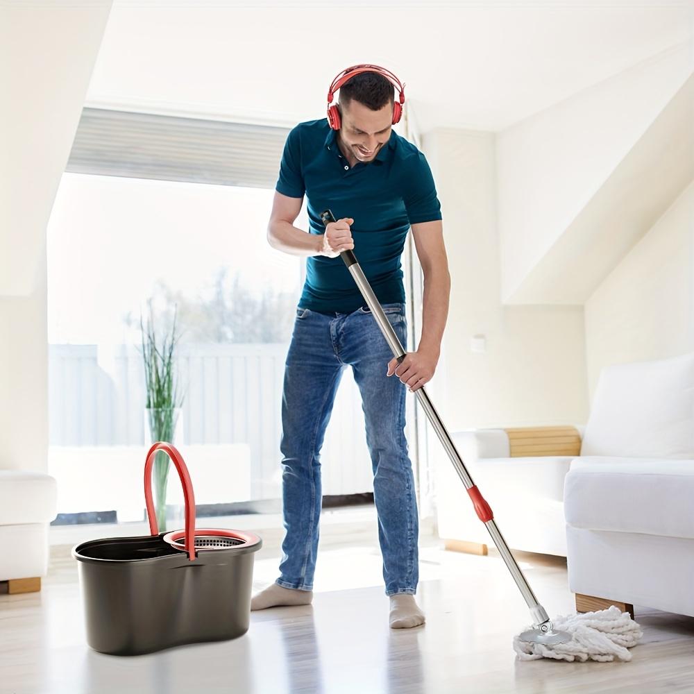 Mop And Bucket Set with 360&deg; Rotatable Mop 3 Microfiber Heads 61-Inch Adjustable Handle Efficient Cleaning Supplies