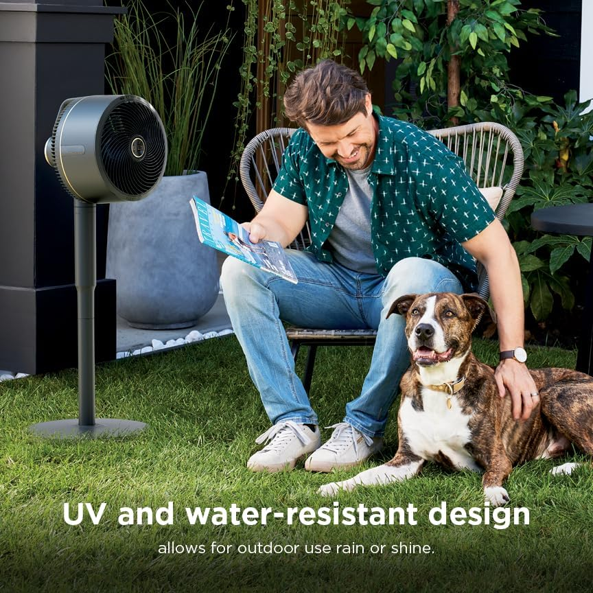 Shark FlexBreeze Pro Mist Fan, Indoor & Outdoor Oscillating Cooling Fan with Misting for Home & Patio, Floor & Tabletop, Portable Cordless & Corded, 24Hr Battery, Remote, Charcoal Grey, FA302​