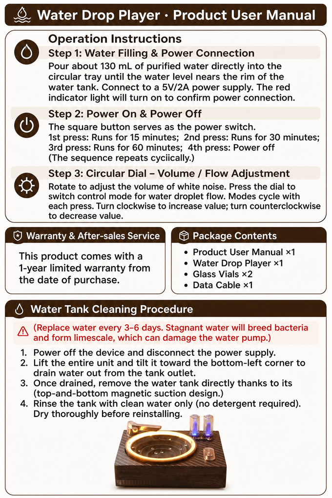Setup, controls and cleaning instructions