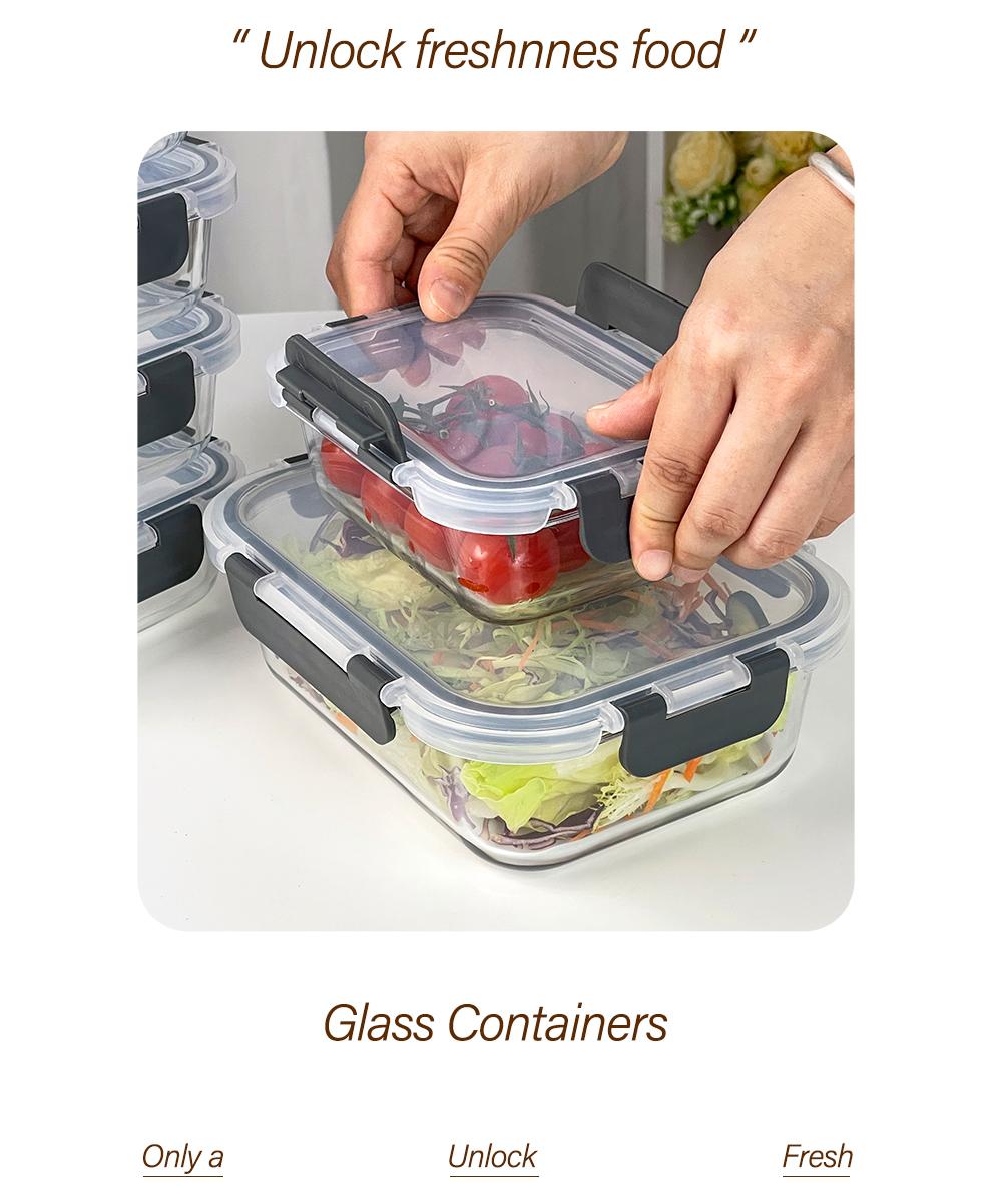 Glass Food Storage Containers Set 10-Pack BPA-Free & Leak-Proof Multicolor Kitchen Utensils for Meal Prep, Microwave, Oven, Freezer, Dishwasher Use Reusable Stackable&nbsp;Portable