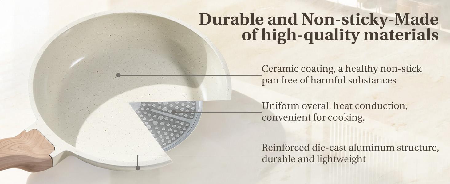 25-Piece Non-Stick Ceramic Granite Cookware Set with Stay-Cool Handles, Induction Compatible Pots and Pans Set for Healthy Cooking