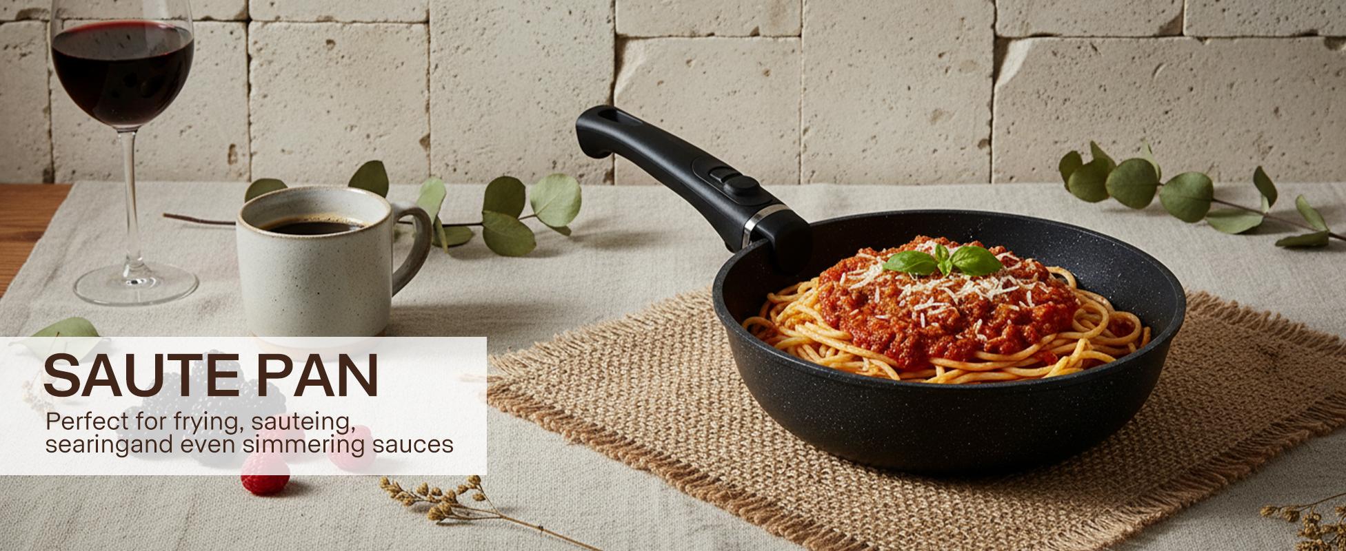 USELUCK-Camping and Baking Removable Handles, Non-Stick Cookware Sets, Essential Stackable Non-Stick Cookware Sets (Oven Safe and RV Friendly), Multiple Colors, Multiple Combinations Available