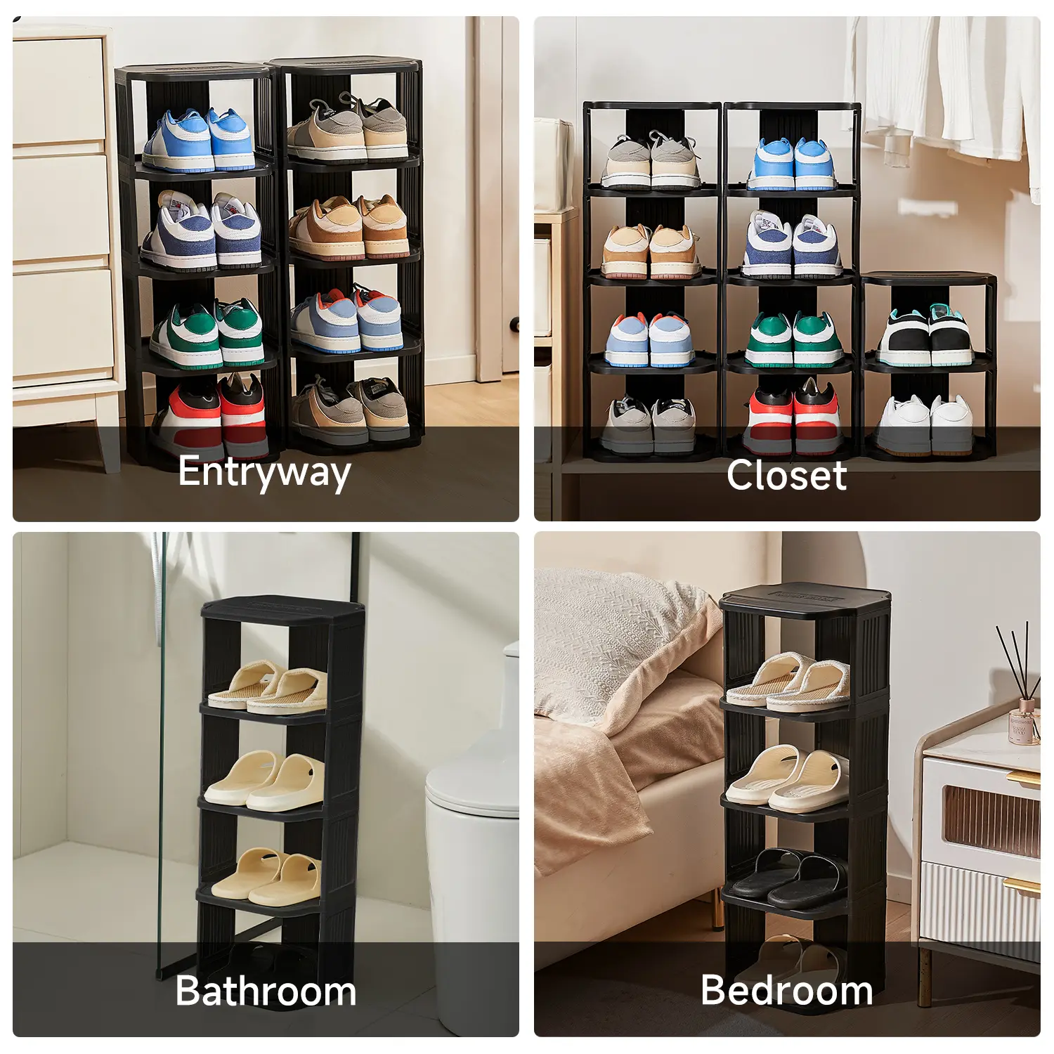 UFORU Small shoe rack, 6/9-layer plastic vertical shoe rack for small spaces, Footwear Organization，shoe rack,shoe cabinet storage