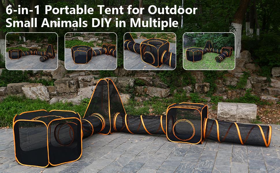 Outdoor Cat Enclosures 6-in-1 Portable Tent with Tunnel Portable Pop-Up Mesh Tents Collapsible Compound Pet Play House Playpen Play Tents for Outdoor Small Animals DIY in Multiple Ways Outdoor Cat Enclosures 6-in-1 Portable Tent with Tunnel Portable Pop-Up Mesh Tents Collapsible Compound Pet Play House Playpen Play Tents for Outdoor Small Animals DIY in Multiple Ways
