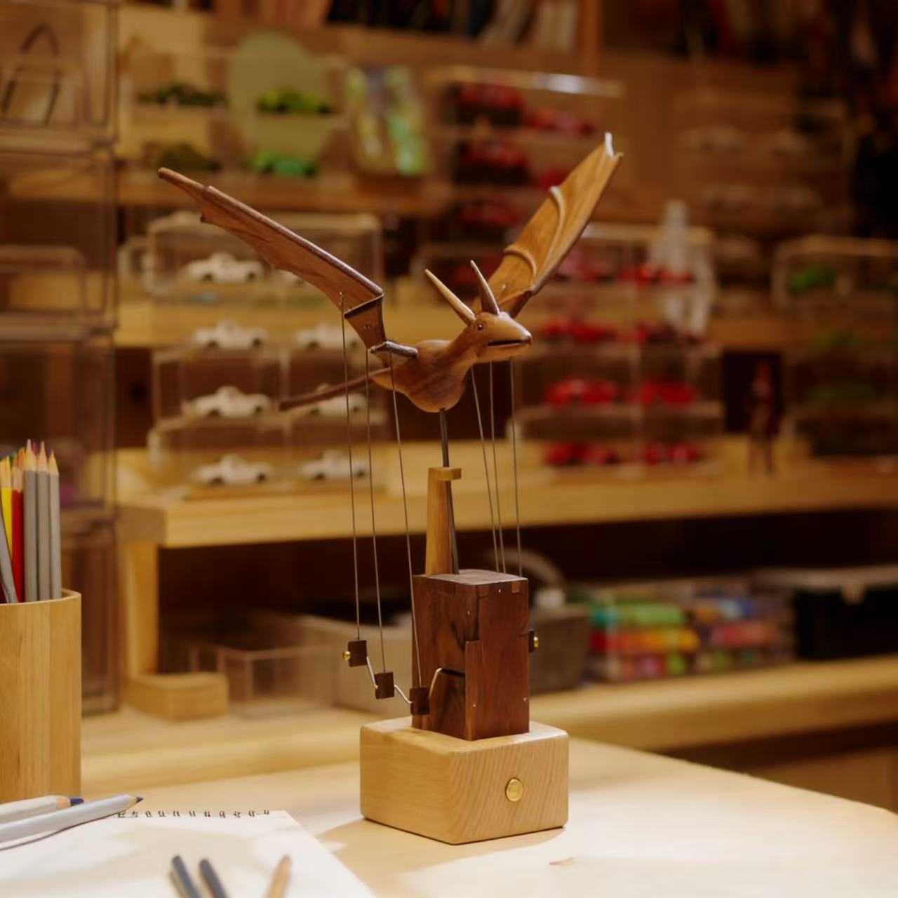 Handcrafted Wooden Dragon Automaton