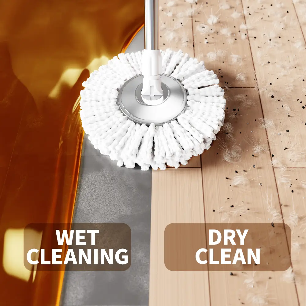 Mop And Bucket Set with 360° Rotatable Mop 3 Microfiber Heads 61-Inch Adjustable Handle Efficient Cleaning Supplies