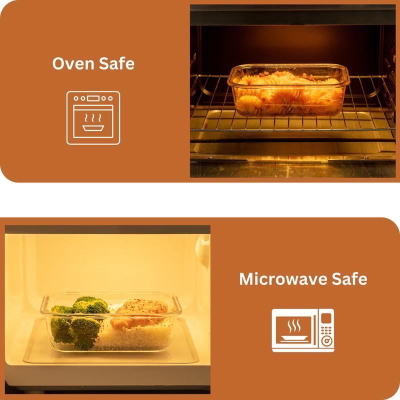 Glass Meal Prep Containers with Airtight Lids – Set of 10 – Reusable Glass Food Storage Containers with Lids – Leakproof, Freezer, Oven, Microwave & Dishwasher Safe