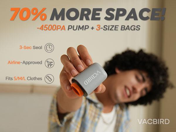 VACBIRD New X8 Vacuum Packing Pump Storage Bags-Rechargeable Wireless Pump Travel Storage Bags Set - 20 Pack Portable Space Saver Bags for Travel & Home - Vacuum Compression Packing Seal for Clothes, Blankets, Seasonal Storage VACBIRD New X8 Vacuum Packing Pump Storage Bags-Rechargeable Wireless Pump Travel Storage Bags Set - 20 Pack Portable Space Saver Bags for Travel & Home - Vacuum Compression Packing Seal for Clothes, Blankets, Seasonal Storage
