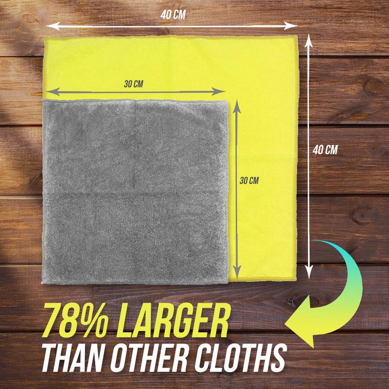 Mega Pack of 40 Large Microfibre Cloths - 40cm x 40cm Microfiber Cleaning Cloth - 40 Pack