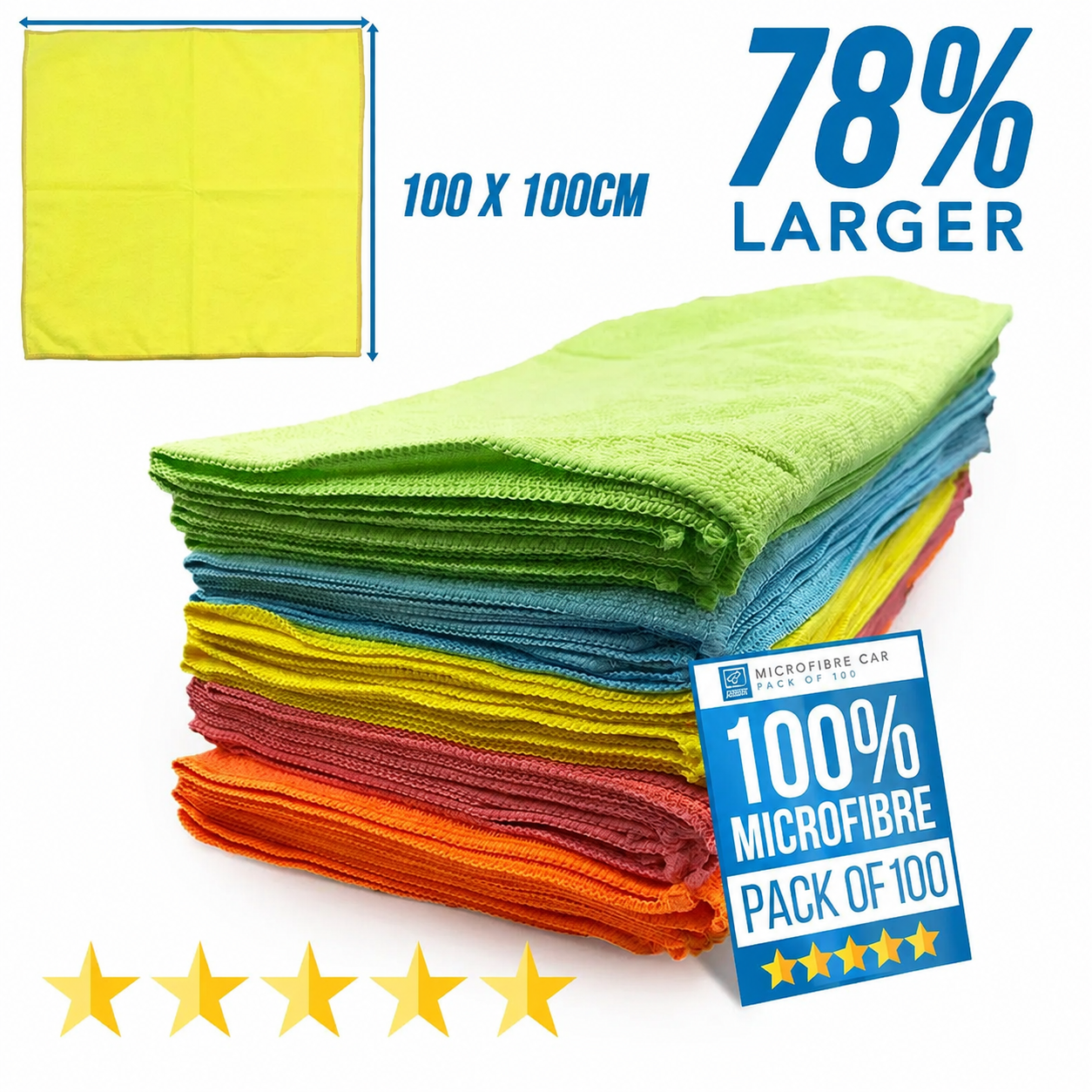 Mega Pack of 40 Large Microfibre Cloths - 40cm x 40cm Microfiber Cleaning Cloth - 40 Pack
