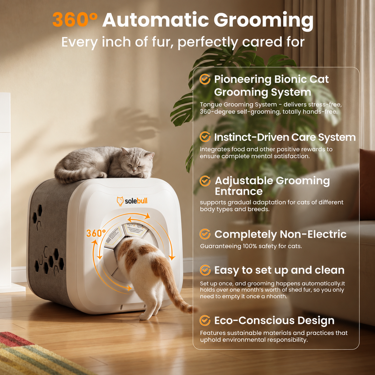 Automated Biomimetic Cat Grooming Station