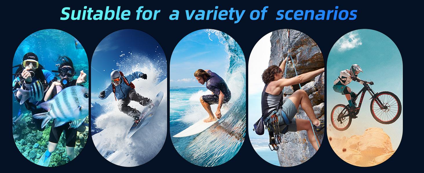 Action Camera 1080P FHD 16MP Underwater Camera with 2" & 1.3" Dual Screen, 131FT/40M Waterproof Vlogging Camera for Sports, Includes 16GB Card, 2x1050mAh Batteries & Mounting Accessories，black cameras