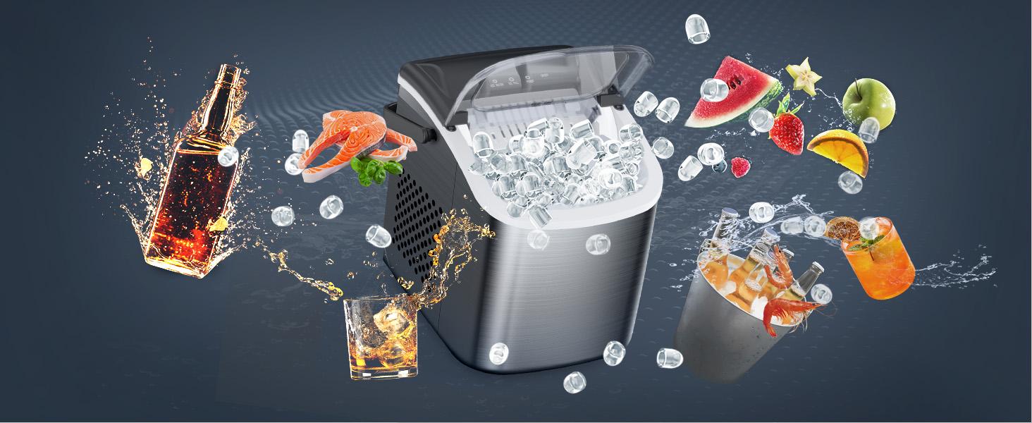 COWSAR Bullet Ice Maker Countertop with Self-Cleaning, Staninless Steel or ABS Plastic, 26.5lbs/24Hrs, 6 Mins/9 Pcs Bullet Ice, Portable Ice Maker for Kitchen/Home/Office/Party/RV COWSAR Bullet Ice Maker Countertop with Self-Cleaning, Staninless Steel or ABS Plastic, 26.5lbs/24Hrs, 6 Mins/9 Pcs Bullet Ice, Portable Ice Maker for Kitchen/Home/Office/Party/RV