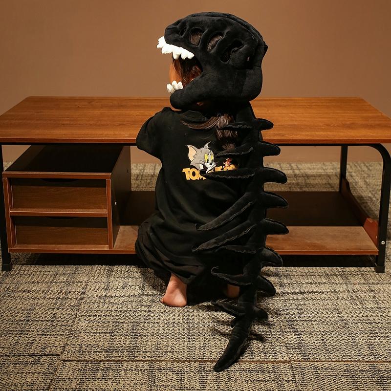 Dinosaur Skeleton Headgear Pillow, 4 Color Options Available, Unisex Cushion, Perfect for Halloween Party Cosplay and Sofa Lounging