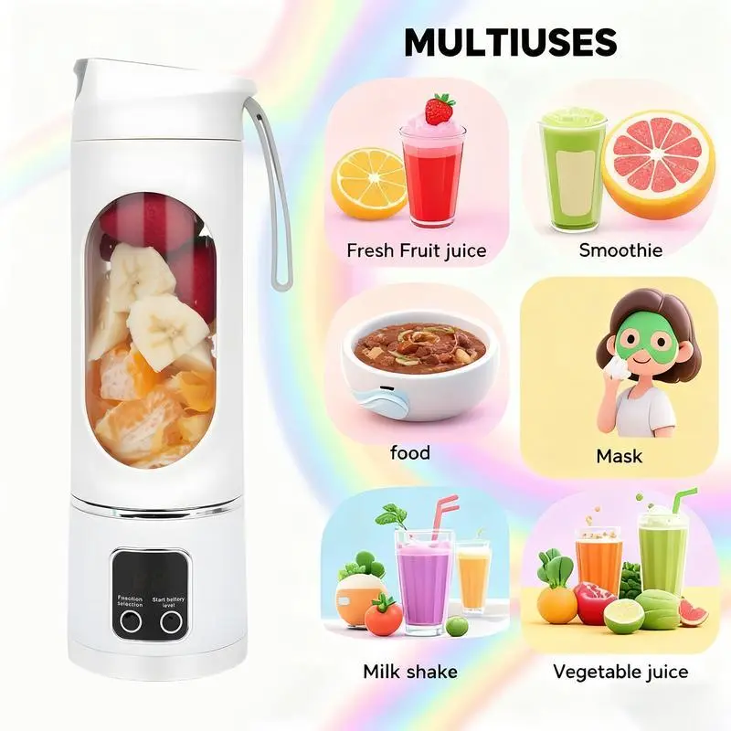 Portable Mini Juicer Blender Cup–USB Rechargeable Smoothie Maker & Ice Crusher,Best Mini Blender for Fresh Juice,Protein Shakes,Baby Food & Liquid Diets,Easy to Clean Personal Blender for Home,Office,Dorm,Back to School Gifts,Portable Vegetable Juicer Cup