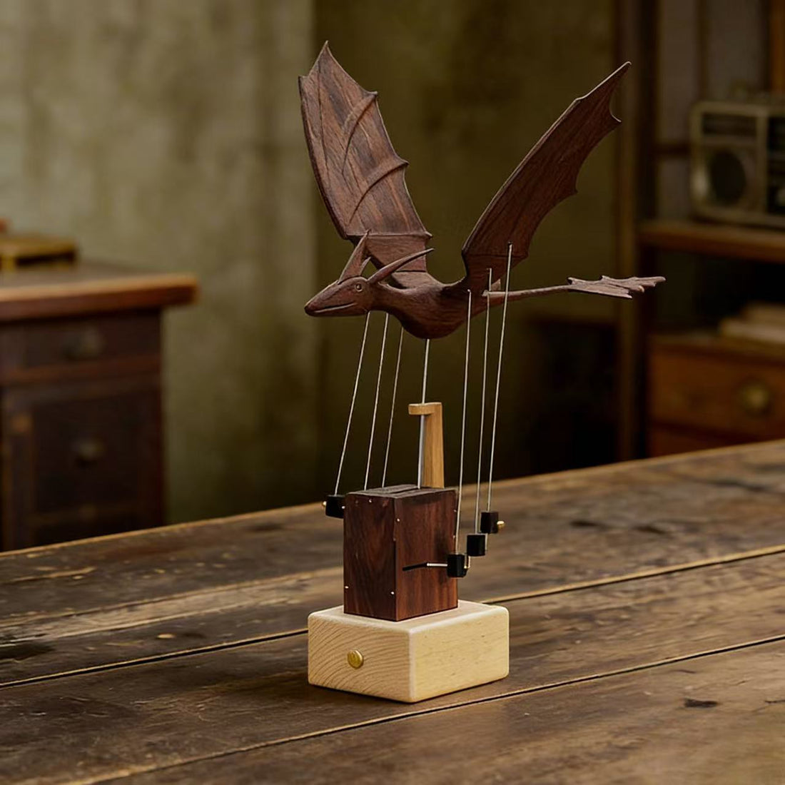 Handcrafted Wooden Dragon Automaton
