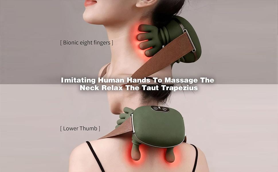 Shoulder Massager Electric Cervical Massager Bionic Hand Heating Wireless Portable 3D Kneading Massage for Neck Shoulders & Hands Unisex Lightweight & Adjustable Speed Settings,Halloween Gifts
