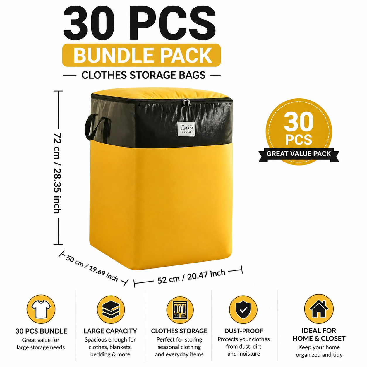 180L Extra Large Storage Bags, Heavy Duty Moving Bags with Reinforced Handles, Waterproof Clothing Storage Organizer for Blankets, Bedding, Clothes, Luggage, Dorm Room, Closet and Home Organization