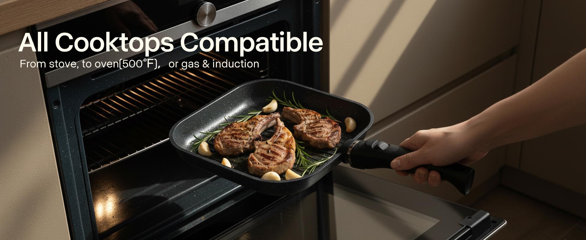 USELUCK-Camping and Baking Removable Handles, Non-Stick Cookware Sets, Essential Stackable Non-Stick Cookware Sets (Oven Safe and RV Friendly), Multiple Colors, Multiple Combinations Available