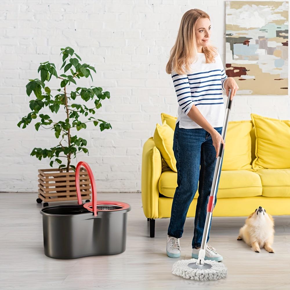 Mop And Bucket Set with 360&deg; Rotatable Mop 3 Microfiber Heads 61-Inch Adjustable Handle Efficient Cleaning Supplies
