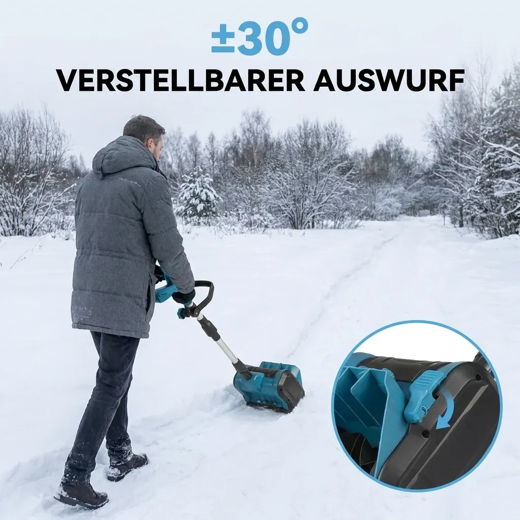 Man clearing snow path with SnowJet