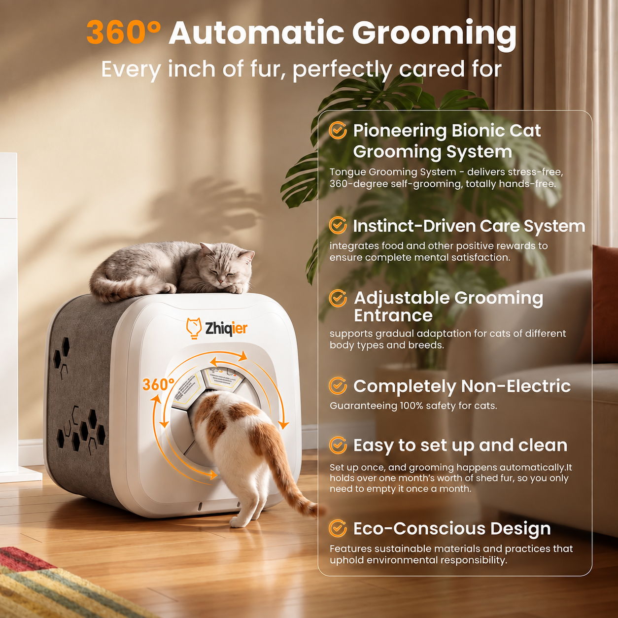 Automated Biomimetic Cat Grooming Station