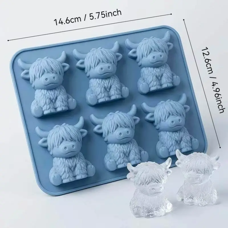 Highland Cow Model Quick Freeze Silicone Ice Tray, Easy Use Durable Plastic Mould, Perfect Shape Ice Cubes for Juice, Ice Bucket, Cylinder Cup