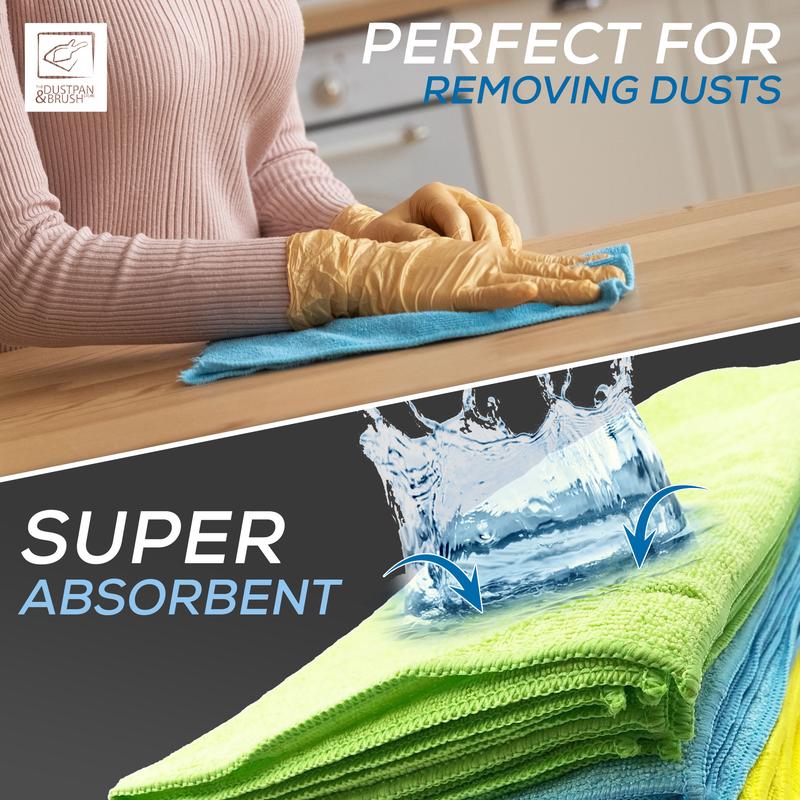 Mega Pack of 40 Large Microfibre Cloths - 40cm x 40cm Microfiber Cleaning Cloth - 40 Pack