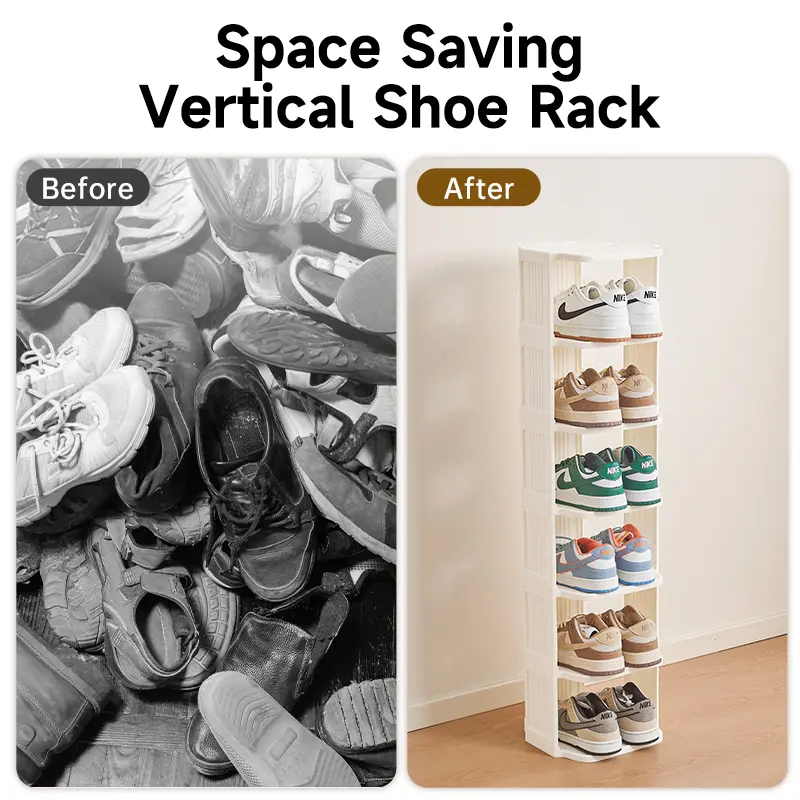 UFORU Small shoe rack, 6/9-layer plastic vertical shoe rack for small spaces, Footwear Organization，shoe rack,shoe cabinet storage