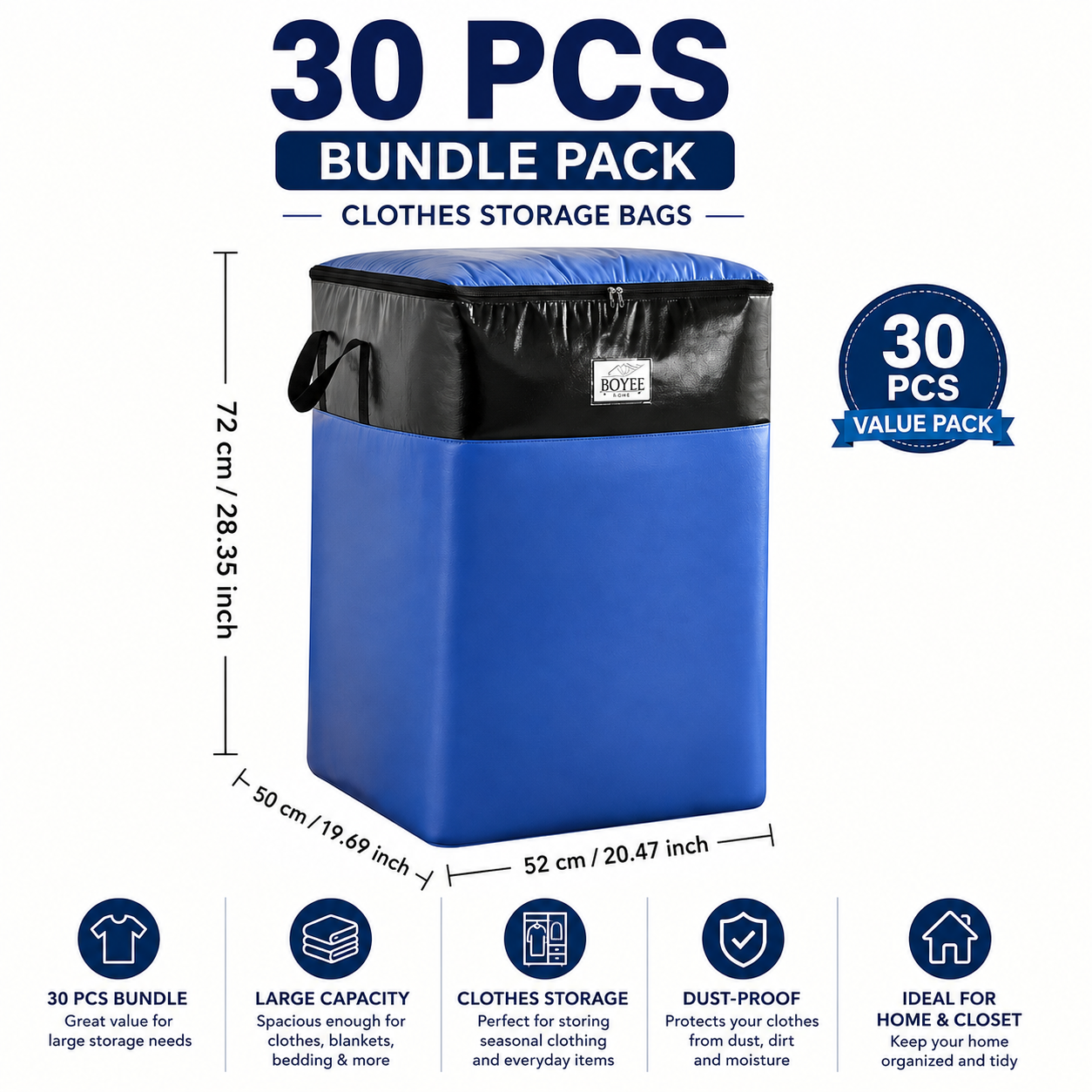 180L Extra Large Storage Bags, Heavy Duty Moving Bags with Reinforced Handles, Waterproof Clothing Storage Organizer for Blankets, Bedding, Clothes, Luggage, Dorm Room, Closet and Home Organization