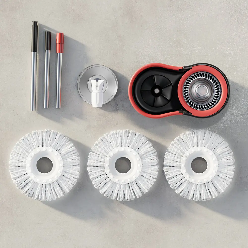 Mop And Bucket Set with 360° Rotatable Mop 3 Microfiber Heads 61-Inch Adjustable Handle Efficient Cleaning Supplies