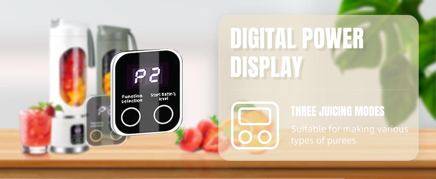 Ultimate Digital Juicer Blender with LED Display, Multimode Juicer Machine for Fruit & Vegetable, Leak-Proof, Large Capacity & USB Rechargeable Blender for Liquid Diet, Compact Smoothieblender Travel Mate, Household Kitchen Gadgets, Mother's Day Gifts