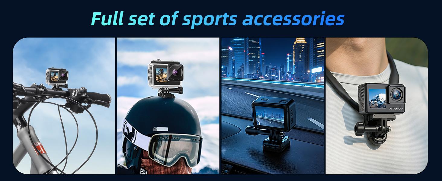 Action Camera 1080P FHD 16MP Underwater Camera with 2" & 1.3" Dual Screen, 131FT/40M Waterproof Vlogging Camera for Sports, Includes 16GB Card, 2x1050mAh Batteries & Mounting Accessories，black cameras