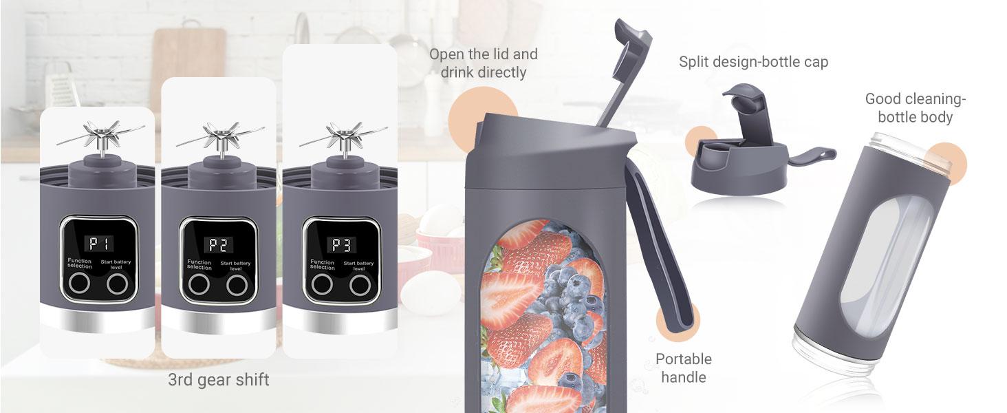 Ultimate Digital Juicer Blender with LED Display, Multimode Juicer Machine for Fruit & Vegetable, Leak-Proof, Large Capacity & USB Rechargeable Blender for Liquid Diet, Compact Smoothieblender Travel Mate, Household Kitchen Gadgets, Mother's Day Gifts