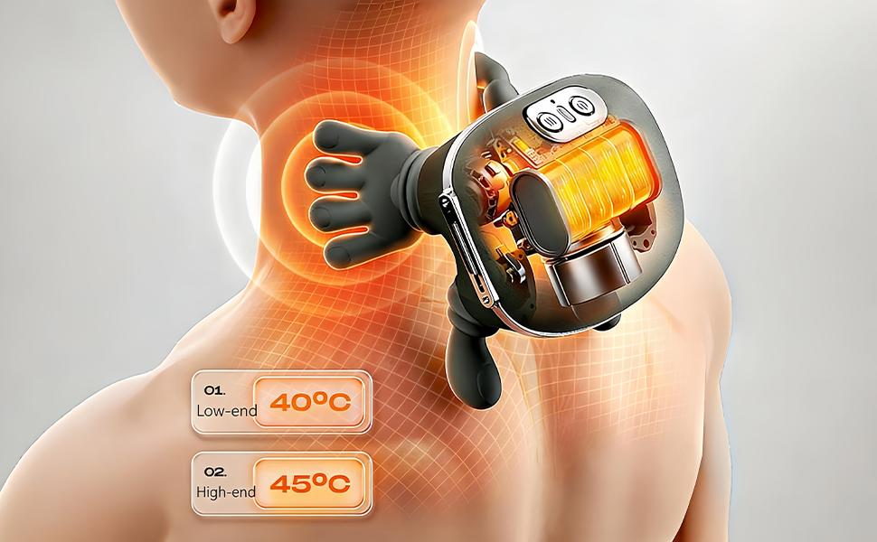 Shoulder Massager Electric Cervical Massager Bionic Hand Heating Wireless Portable 3D Kneading Massage for Neck Shoulders & Hands Unisex Lightweight & Adjustable Speed Settings,Halloween Gifts