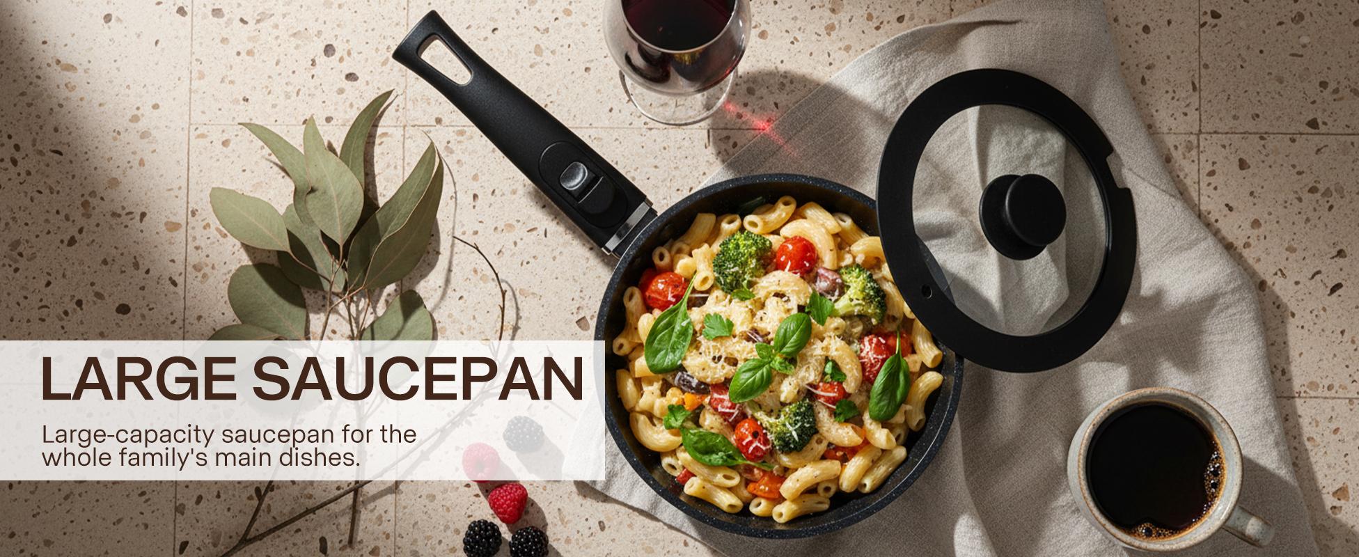 USELUCK-Camping and Baking Removable Handles, Non-Stick Cookware Sets, Essential Stackable Non-Stick Cookware Sets (Oven Safe and RV Friendly), Multiple Colors, Multiple Combinations Available